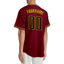 Load image into Gallery viewer, Custom Crimson Black-Gold Authentic Baseball Jersey
