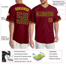 Load image into Gallery viewer, Custom Crimson Black-Gold Authentic Baseball Jersey
