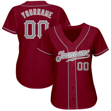 Custom Crimson Gray-White Authentic Baseball Jersey