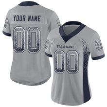 Load image into Gallery viewer, Custom Light Gray Navy-White Mesh Drift Fashion Football Jersey
