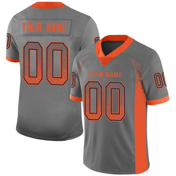 Custom Gray Orange-Navy Mesh Drift Fashion Football Jersey