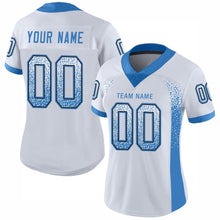 Load image into Gallery viewer, Custom White Powder Blue-Black Drift Fashion Football Jersey
