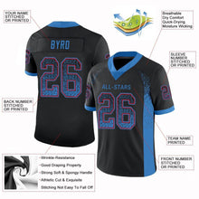 Load image into Gallery viewer, Custom Black Powder Blue-Red Mesh Drift Fashion Football Jersey
