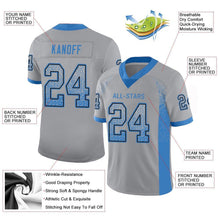 Load image into Gallery viewer, Custom Light Gray Powder Blue-Black Mesh Drift Fashion Football Jersey
