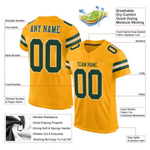 Load image into Gallery viewer, Custom Gold Green-White Mesh Authentic Football Jersey
