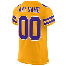 Load image into Gallery viewer, Custom Gold Purple-White Mesh Authentic Football Jersey
