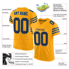 Load image into Gallery viewer, Custom Gold Navy-Powder Blue Mesh Authentic Football Jersey
