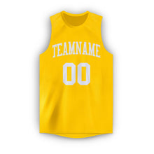 Load image into Gallery viewer, Custom Gold White Round Neck Basketball Jersey
