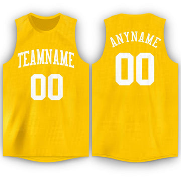 Custom Gold White Round Neck Basketball Jersey