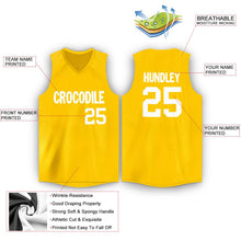 Load image into Gallery viewer, Custom Gold White V-Neck Basketball Jersey
