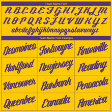 Load image into Gallery viewer, Custom Gold Purple V-Neck Basketball Jersey
