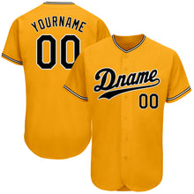 Load image into Gallery viewer, Custom Gold Black-White Authentic Baseball Jersey
