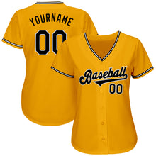 Load image into Gallery viewer, Custom Gold Black-White Authentic Baseball Jersey
