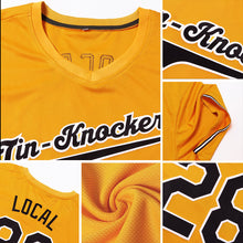 Load image into Gallery viewer, Custom Gold Black-White Authentic Baseball Jersey
