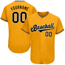 Load image into Gallery viewer, Custom Gold Black-White Authentic Baseball Jersey
