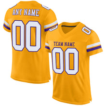 Load image into Gallery viewer, Custom Gold White-Purple Mesh Authentic Football Jersey
