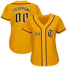 Load image into Gallery viewer, Custom Gold Black-White Authentic Baseball Jersey
