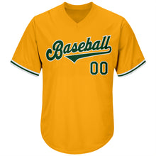 Load image into Gallery viewer, Custom Gold Green-White Authentic Throwback Rib-Knit Baseball Jersey Shirt
