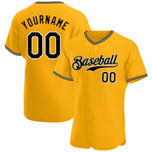 Load image into Gallery viewer, Custom Gold Black-White Authentic Baseball Jersey
