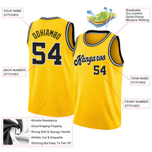 Load image into Gallery viewer, Custom Gold Black-White Round Neck Rib-Knit Basketball Jersey
