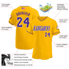 Load image into Gallery viewer, Custom Gold Purple-White Authentic American Flag Fashion Baseball Jersey
