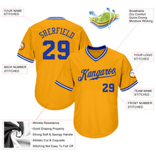 Load image into Gallery viewer, Custom Gold Royal-White Authentic Throwback Rib-Knit Baseball Jersey Shirt
