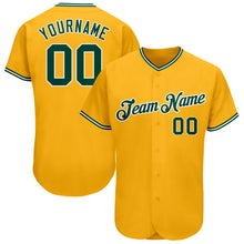 Load image into Gallery viewer, Custom Gold Green-White Authentic Baseball Jersey
