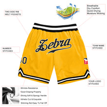 Load image into Gallery viewer, Custom Gold Black-White Authentic Throwback Basketball Shorts
