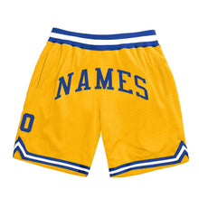 Load image into Gallery viewer, Custom Gold Royal-White Authentic Throwback Basketball Shorts
