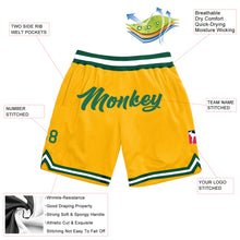 Load image into Gallery viewer, Custom Gold Kelly Green-White Authentic Throwback Basketball Shorts
