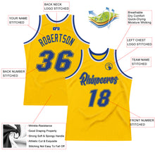 Load image into Gallery viewer, Custom Gold Royal-White Authentic Throwback Basketball Jersey

