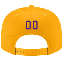 Load image into Gallery viewer, Custom Gold Purple-Black Stitched Adjustable Snapback Hat
