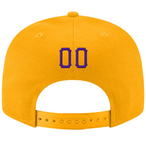 Custom Gold Purple-Black Stitched Adjustable Snapback Hat