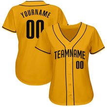 Load image into Gallery viewer, Custom Gold Black Authentic Baseball Jersey
