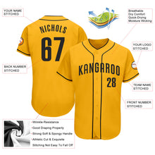 Load image into Gallery viewer, Custom Gold Black Authentic Baseball Jersey
