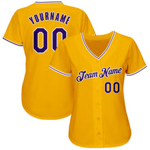 Load image into Gallery viewer, Custom Gold Navy-Light Blue Authentic Baseball Jersey
