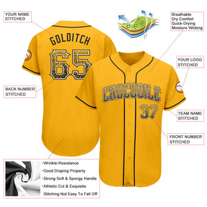 Custom Gold Black-White Authentic Drift Fashion Baseball Jersey