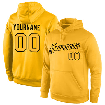 Custom Stitched Gold Gold-Black Sports Pullover Sweatshirt Hoodie