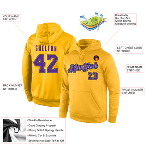 Custom Stitched Gold Purple-Gray Sports Pullover Sweatshirt Hoodie