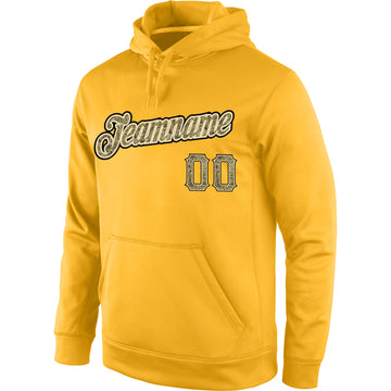Custom Stitched Gold Camo-Cream Sports Pullover Sweatshirt Hoodie