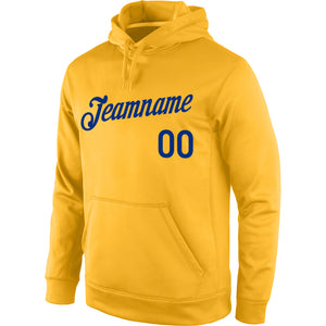 Custom Stitched Gold Royal Sports Pullover Sweatshirt Hoodie