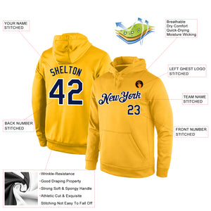 Custom Stitched Gold Navy-White Sports Pullover Sweatshirt Hoodie