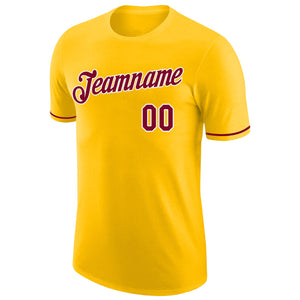 Custom Gold Maroon-White Performance T-Shirt