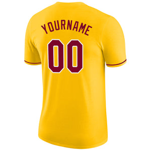 Custom Gold Maroon-White Performance T-Shirt