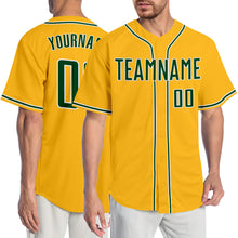Load image into Gallery viewer, Custom Gold Green-White Authentic Baseball Jersey
