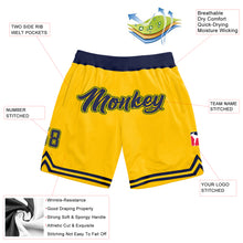 Load image into Gallery viewer, Custom Gold Navy-Hunter Green Authentic Throwback Basketball Shorts
