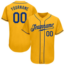 Load image into Gallery viewer, Custom Gold Royal Authentic Baseball Jersey
