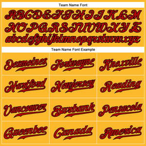 Custom Gold Red-Black Authentic Baseball Jersey