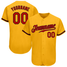 Load image into Gallery viewer, Custom Gold Red-Black Authentic Baseball Jersey
