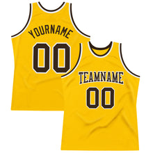 Load image into Gallery viewer, Custom Gold Brown-White Authentic Throwback Basketball Jersey
